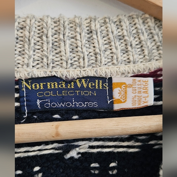 Norman Wells Vintage Christmas Cozy 100%Cotton Reindeer Snowflakes Sweater Sz XL - Picture 3 of 8